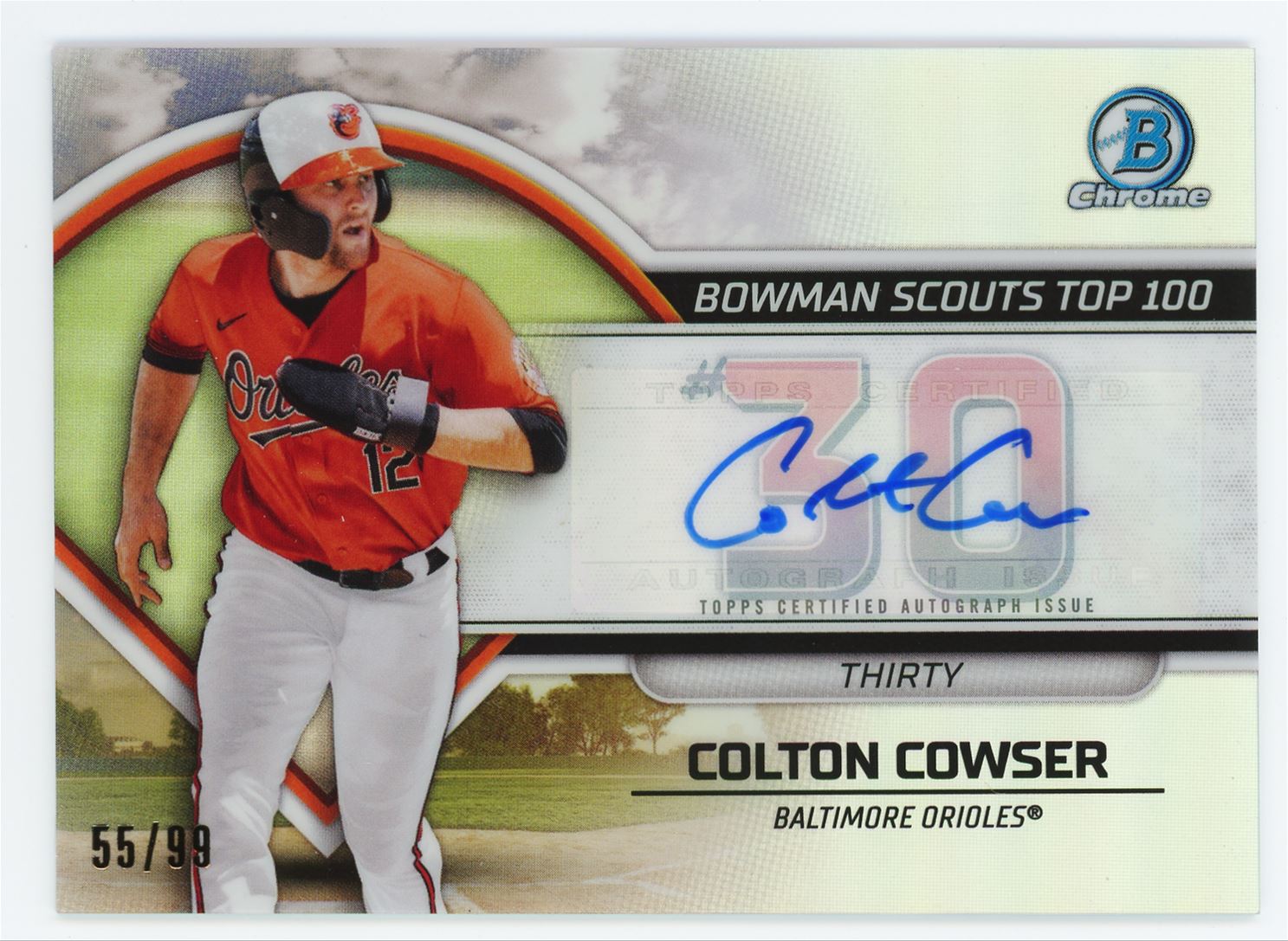 2023 Bowman Scouts Top 100 Autograph #BTP-30 Colton Cowser Auto /99