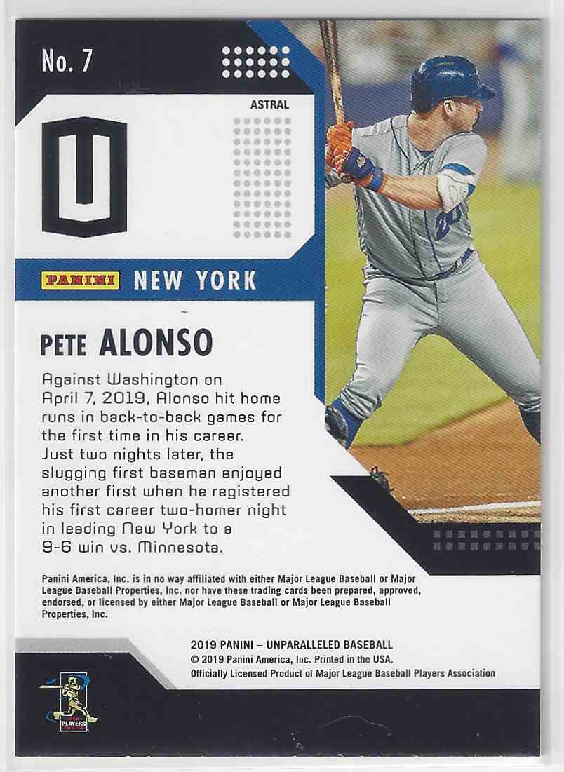 2019 Panini Unparalleled Pete Alonso #7 card back image