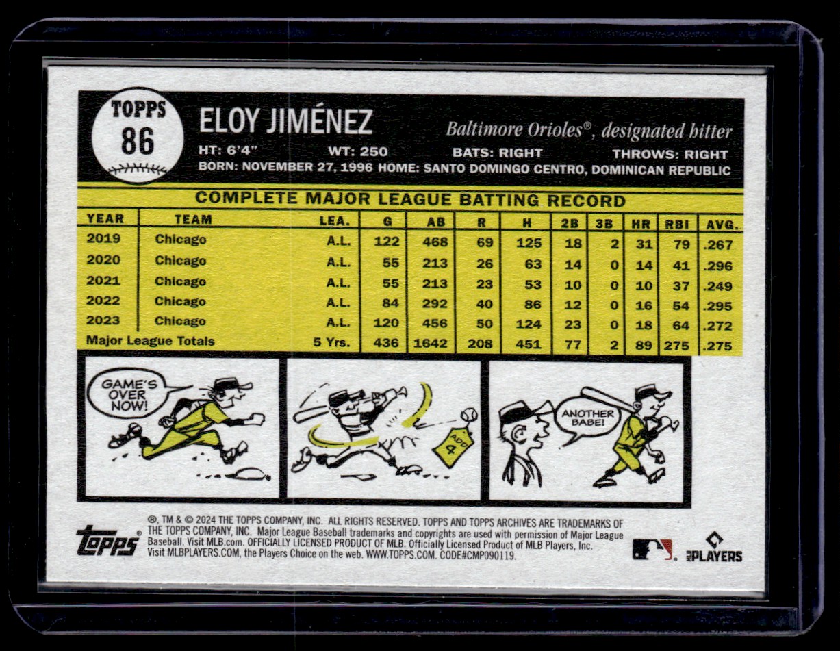 2024 Topps Archives Eloy Jimenez #86 card back image