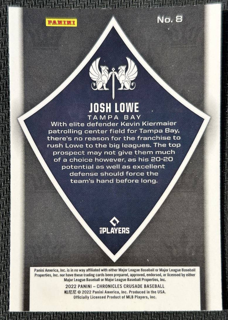 2022 Panini Chronicles Crusade Josh Lowe #8 card back image