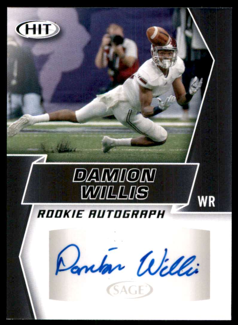 2019 Sage Hit Autographs Black Football Cards Damion Willis #A82 card front image