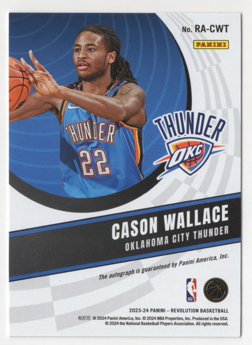 2023-24 Panini Revolution Cason Wallace Rookie Auto Oklahoma City