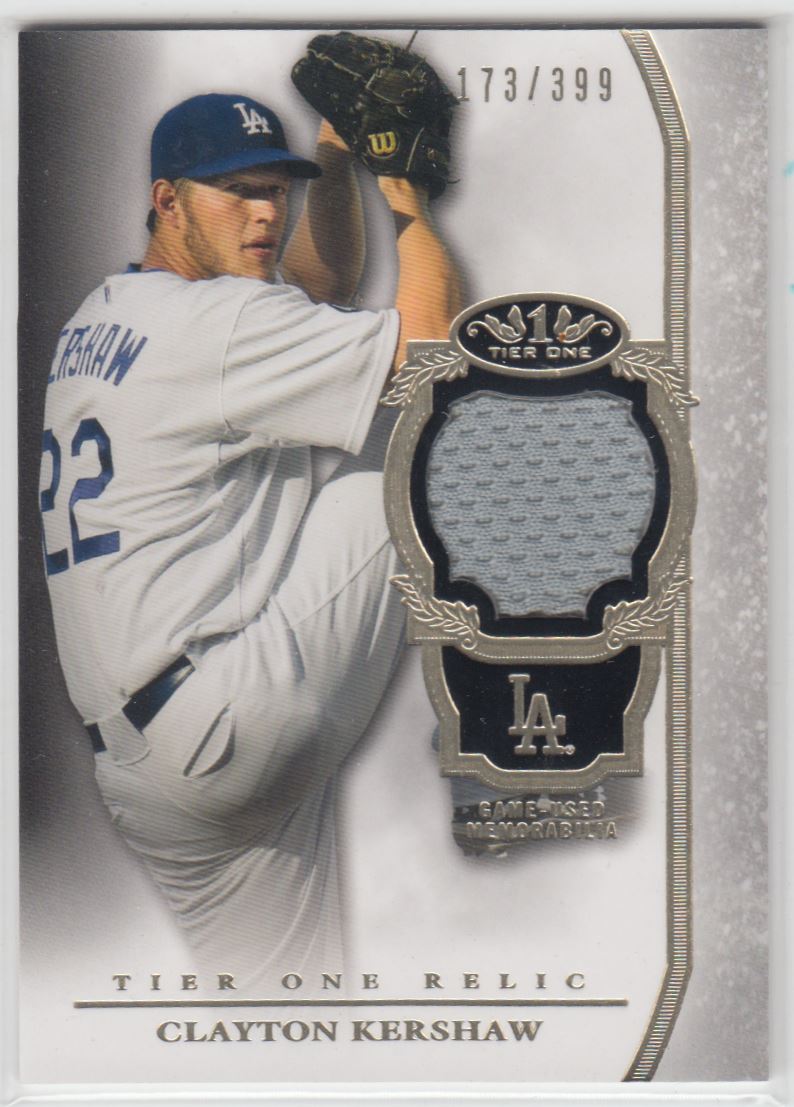 2013 Topps Tier One Relics Clayton Kershaw #TOR-CK card front image