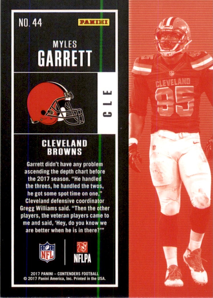 Myles Garrett 2017 Panini Contenders Season Ticket Rookie CARD #44