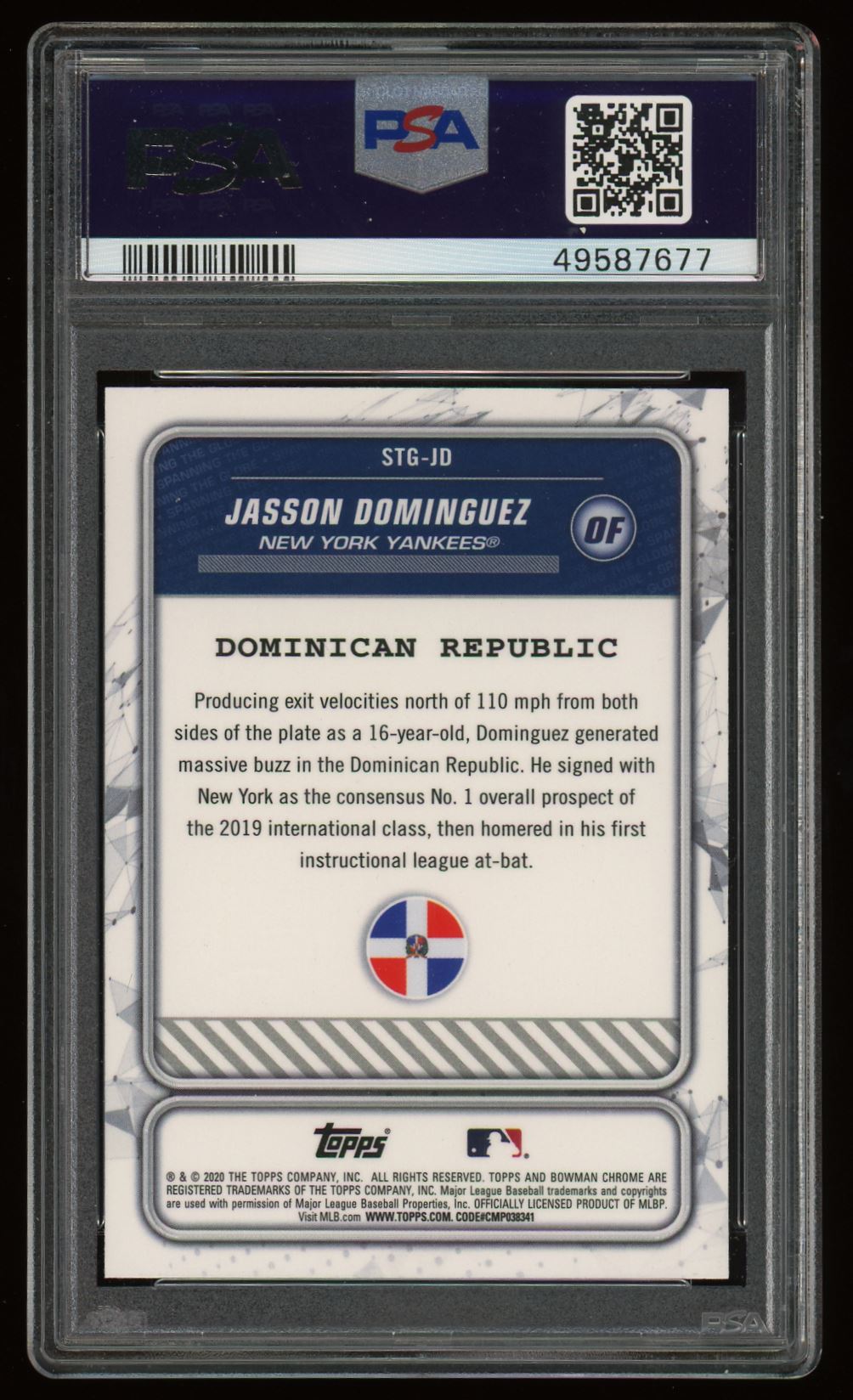 2020 Bowman Chrome Jasson Dominguez Spanning The Globe #STG-JD PSA 10 popular Yankees!