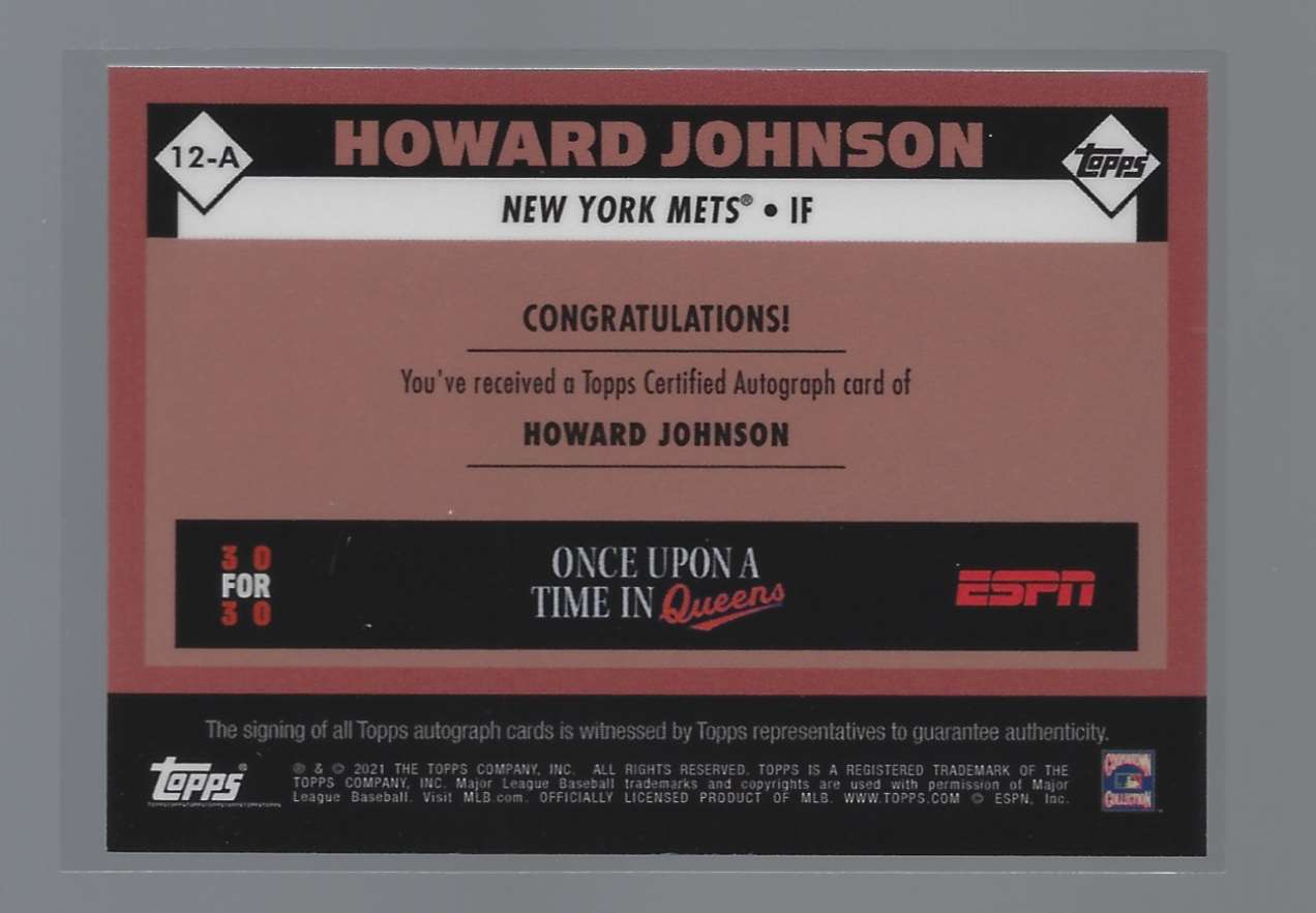 2021 Once Upon a Time In Queens Purple Howard Johnson #AS1 card back image