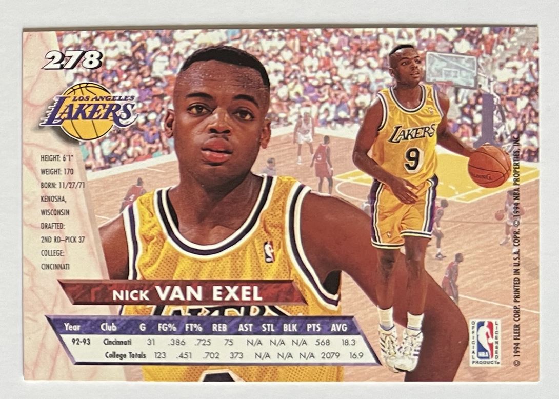 1993-94 Fleer Ultra Nick Van Exel Rookie Los Angeles Lakers #278