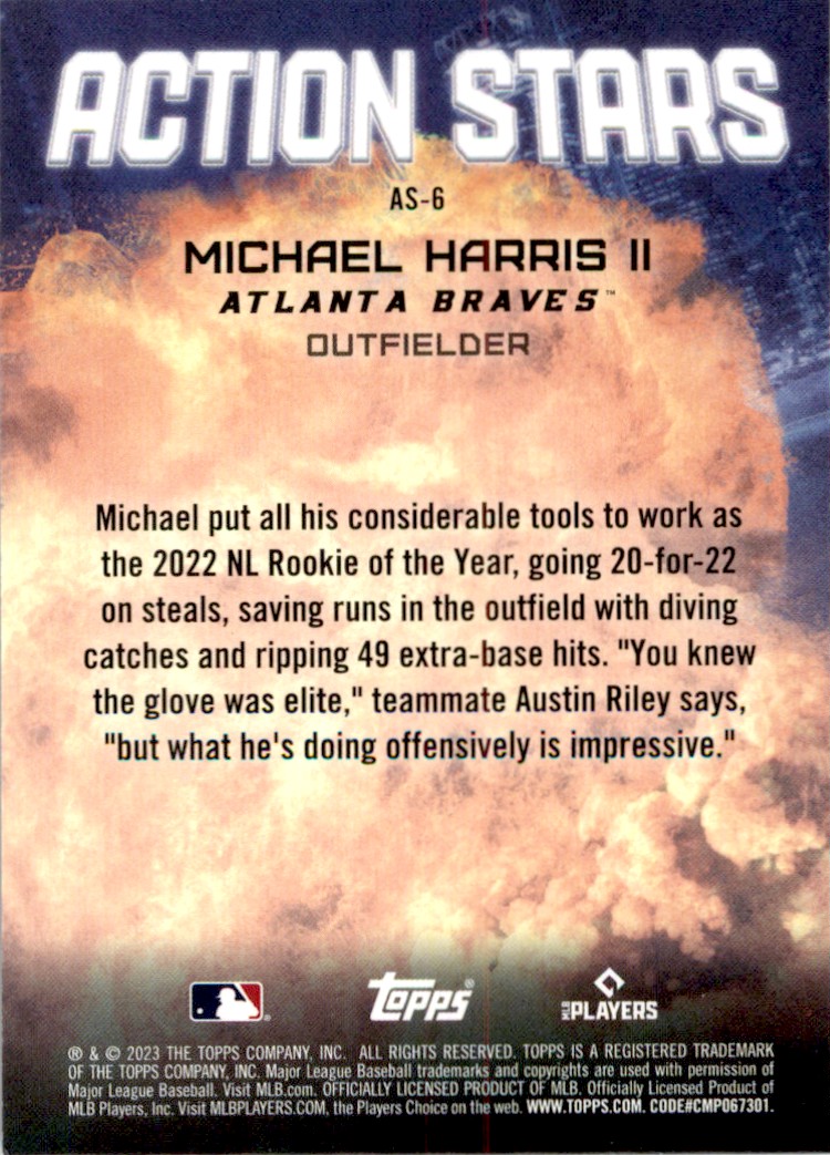2023 Topps Action Stars Update Series Michael Harris II #AS-6 card back image