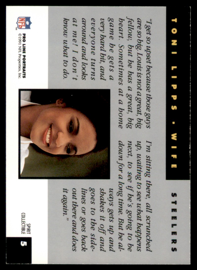 1991 Pro Line Portraits Wives Toni Lipps #SC5 card back image