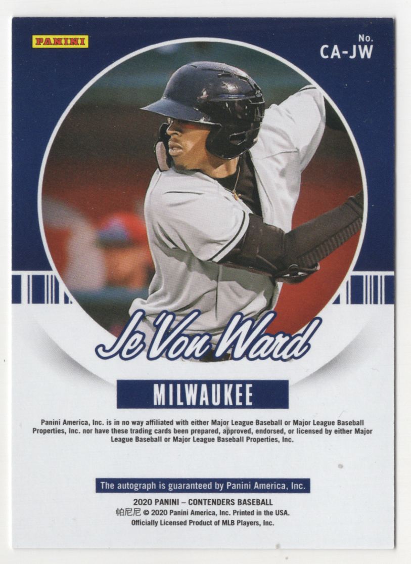 2020 Panini Contenders Je'Von Ward #CA-JW card back image