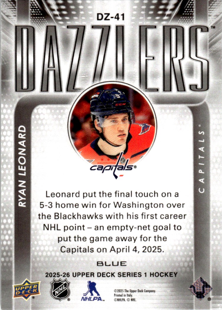 2025-26 Upper Deck Series 1 Dazzlers Ryan Leonard Rookie