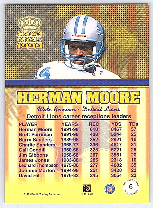 1998 Pacific Crown Royale Herman Moore #41 card back image