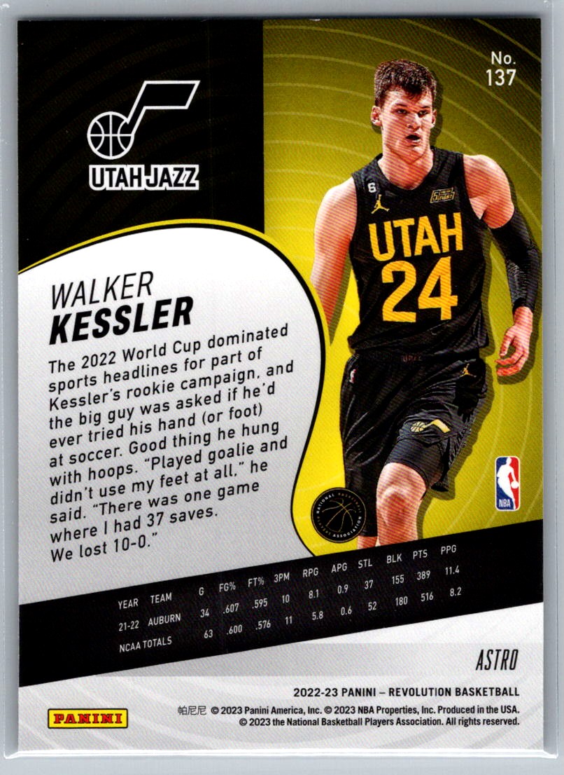 【sykh 】Kessler WORLD 2022-23 Panini Revolution Astro Walker Kessler Rookie Utah Jazz