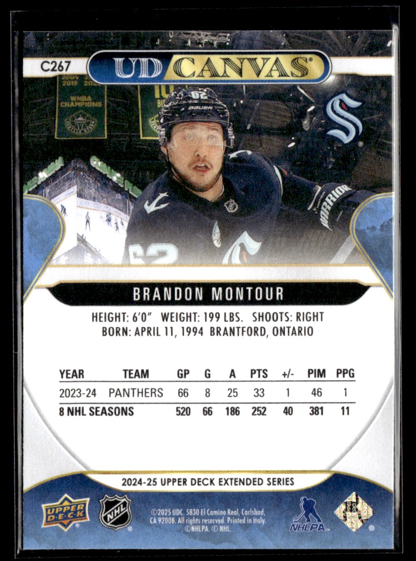 2024-25 Upper Deck UD Canvas 4366 Brandon Montour #C267 card back image