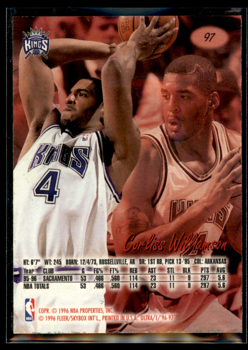 NBA サクラメント・キングス コーリス・ウィリアムソン 44 1996-97 Ultra Corliss Williamson Sacramento Kings #97 | eBay