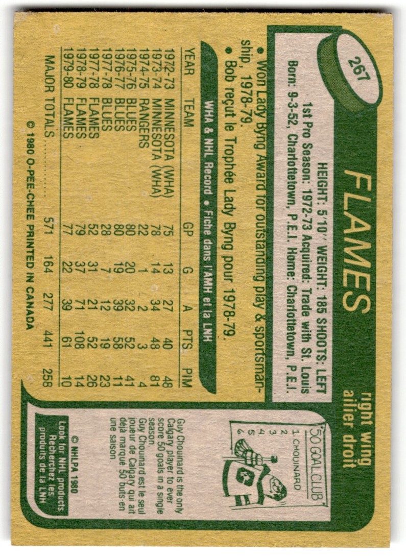 1980-81 O-Pee-Chee Bob MacMillan #267 card back image