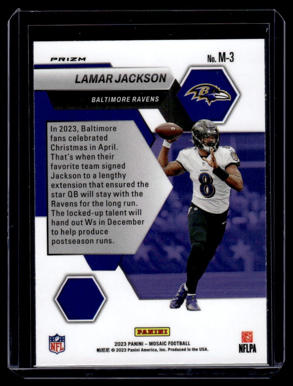 2023 Panini Mosaic Montage Fast Break Lamar Jackson #M-3 card back image