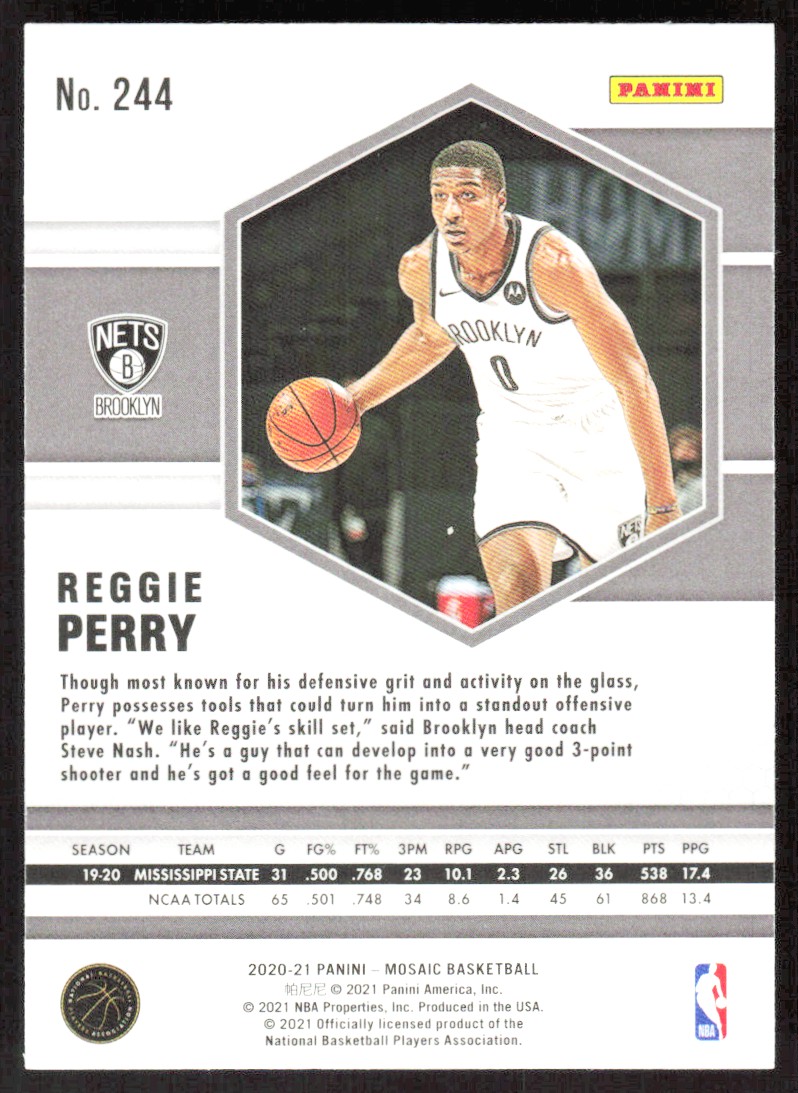 2020-21 9284C Panini Mosaic Reggie Perry Rookie Brooklyn