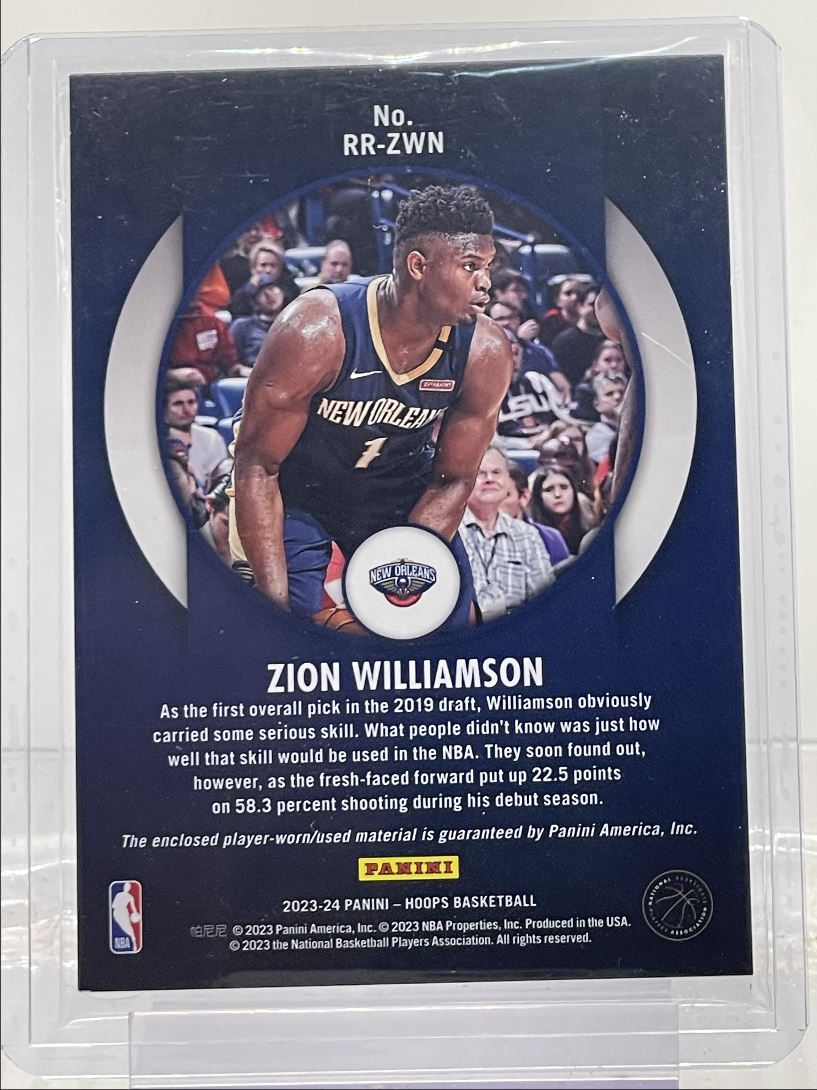 Zion Williamson game worn outlets patch card