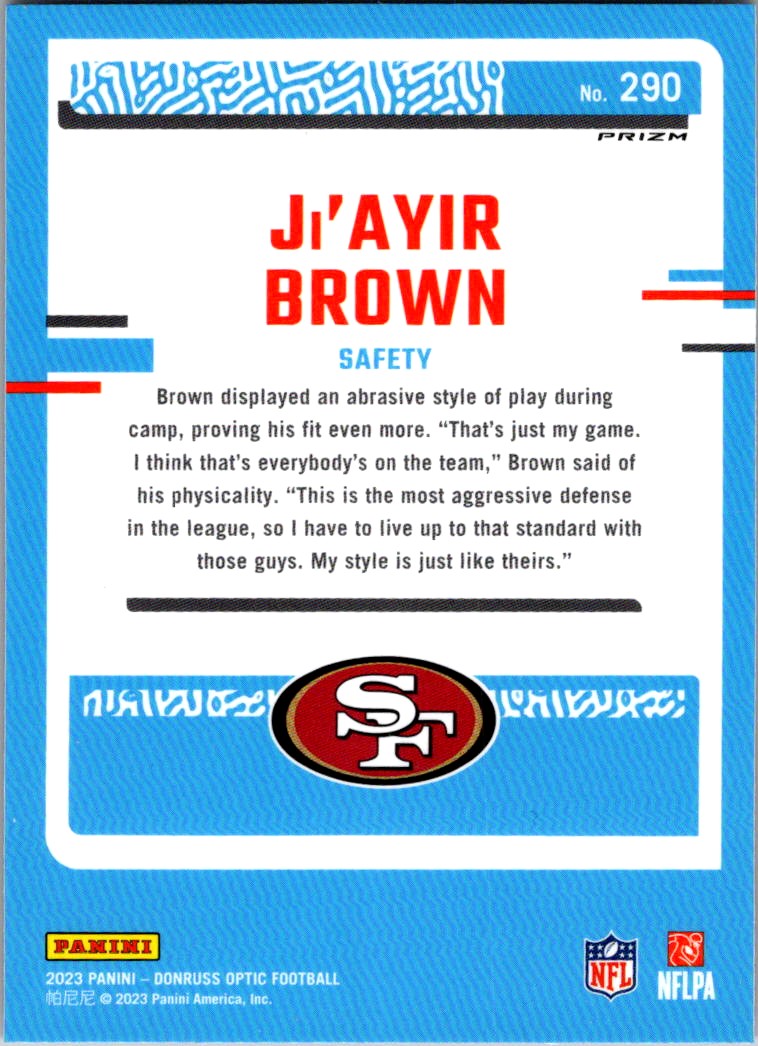 2023 Donruss Optic Green Velocity Ji'Ayir Brown #290 card back image