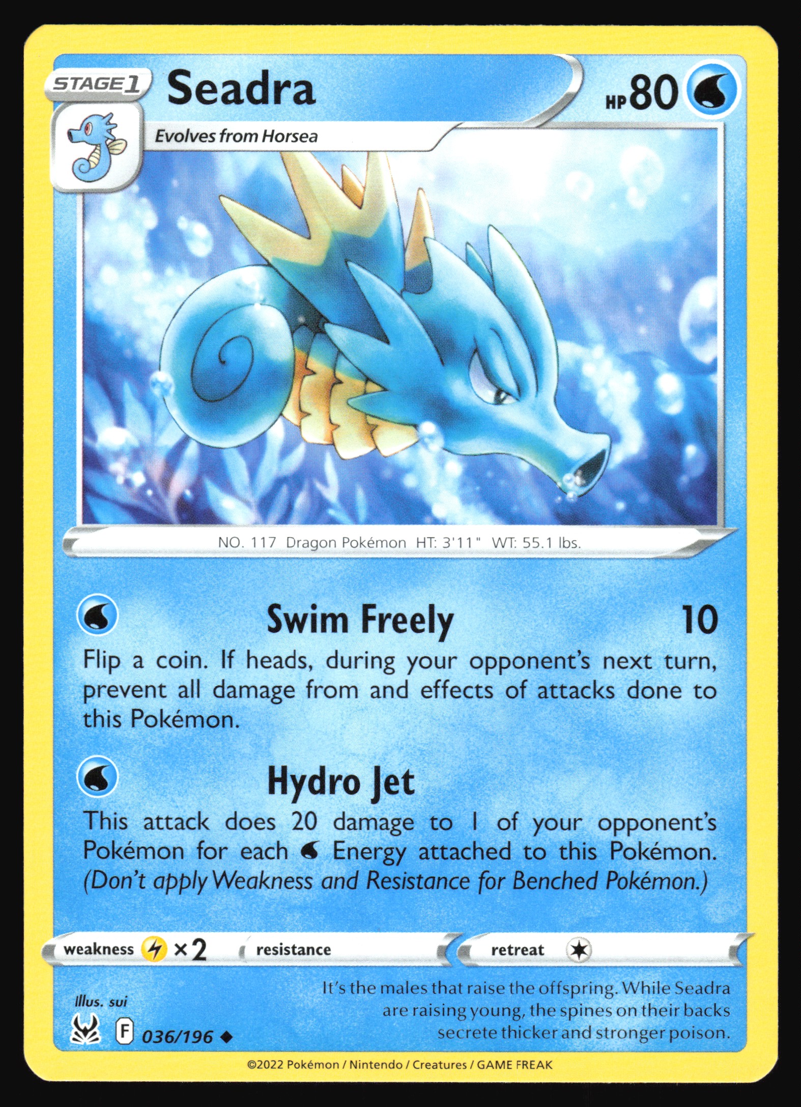 2022 Pokemon TCG Seadra 036/196 Lost Origin Uncommon | eBay