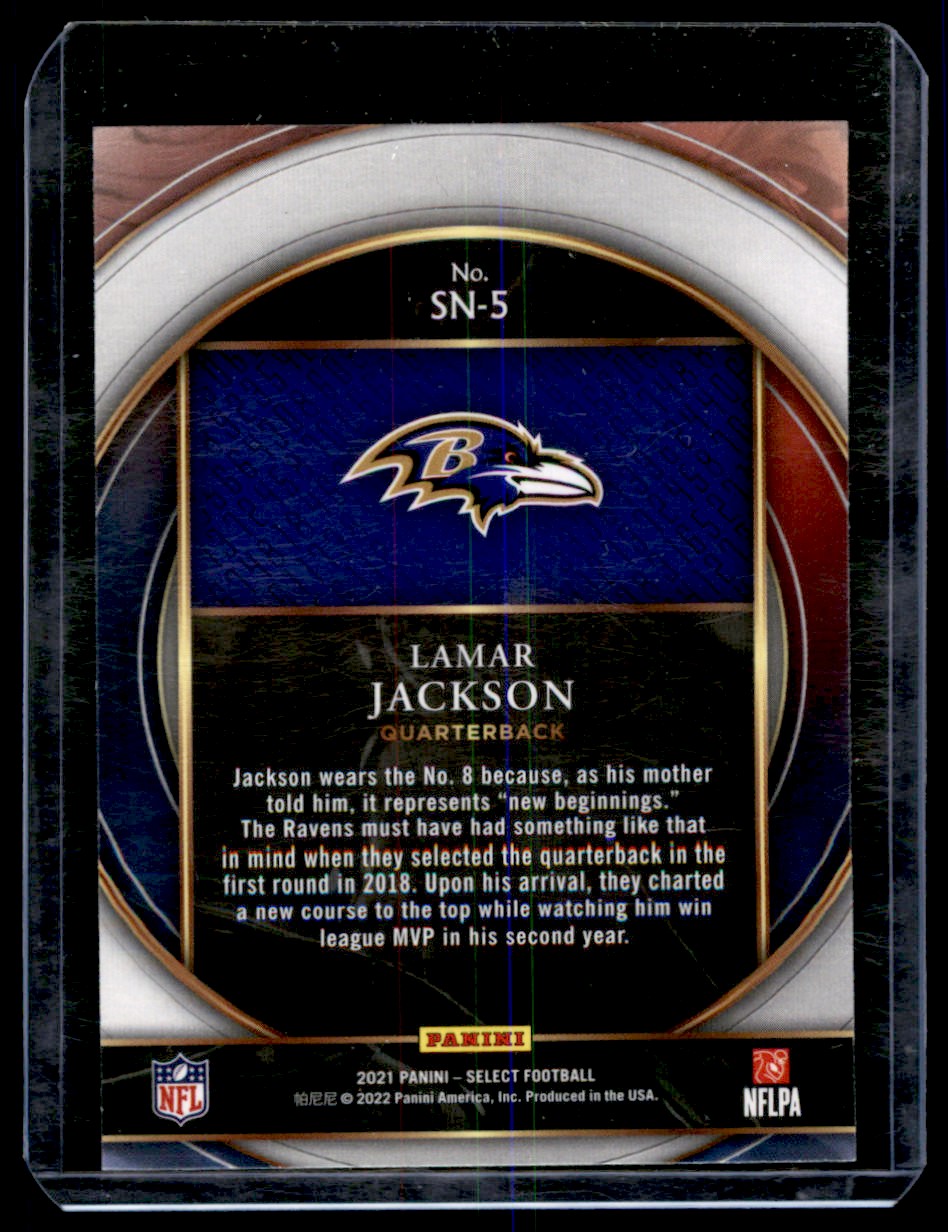 2021 Panini Select Numbers Lamar Jackson #SN-5 card back image