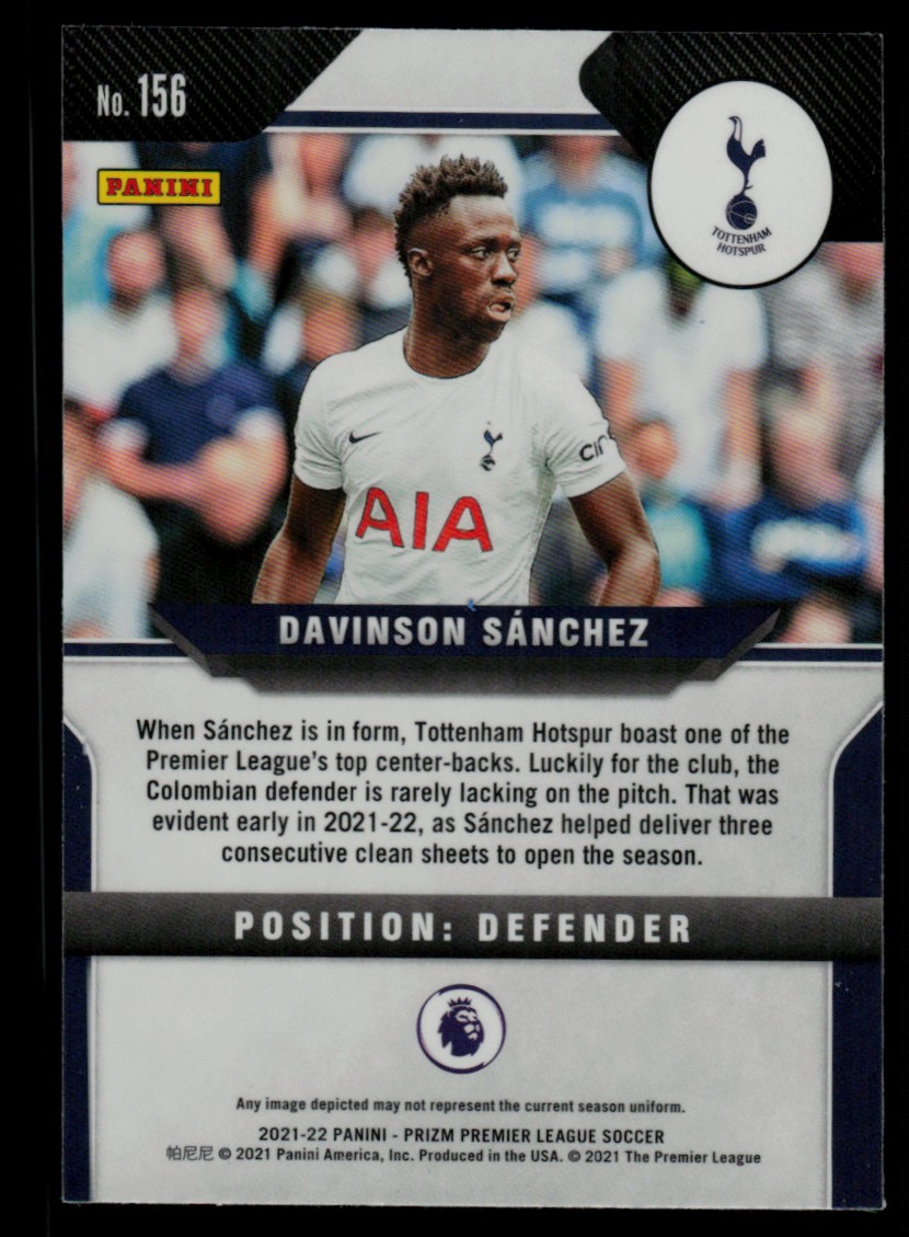 2021 Panini Prizm Premier League Davinson Sanchez #156 card back image