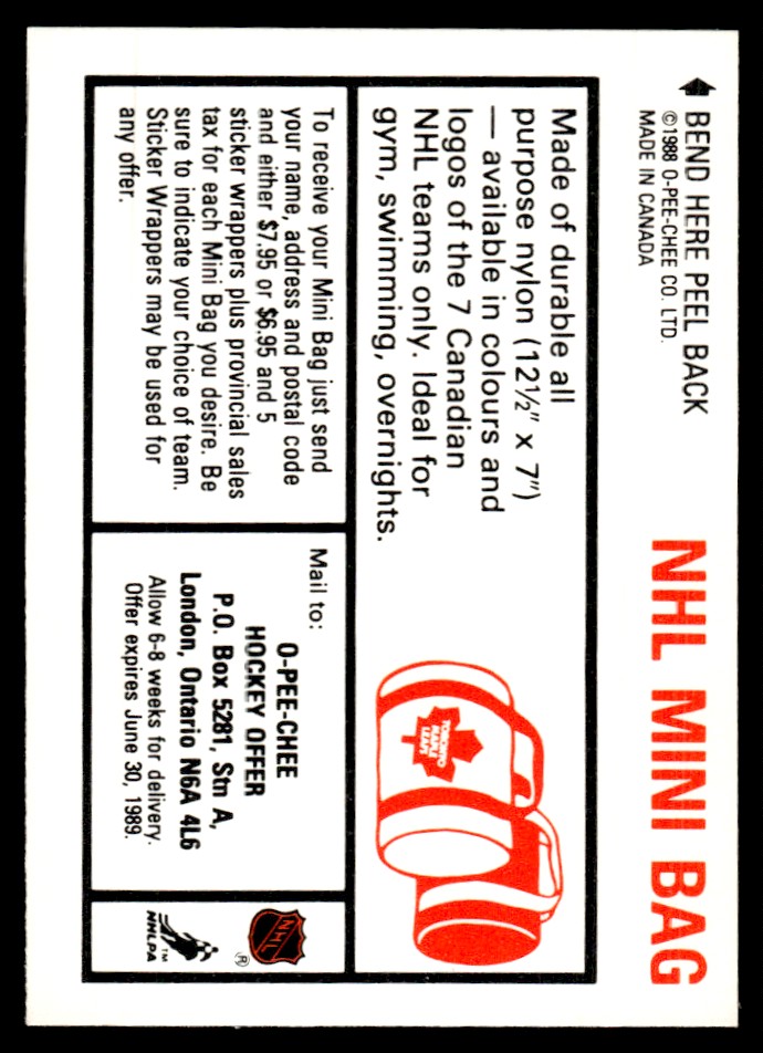 1988-89 O-Pee-Chee Stickers Jeff Brown #192 card back image