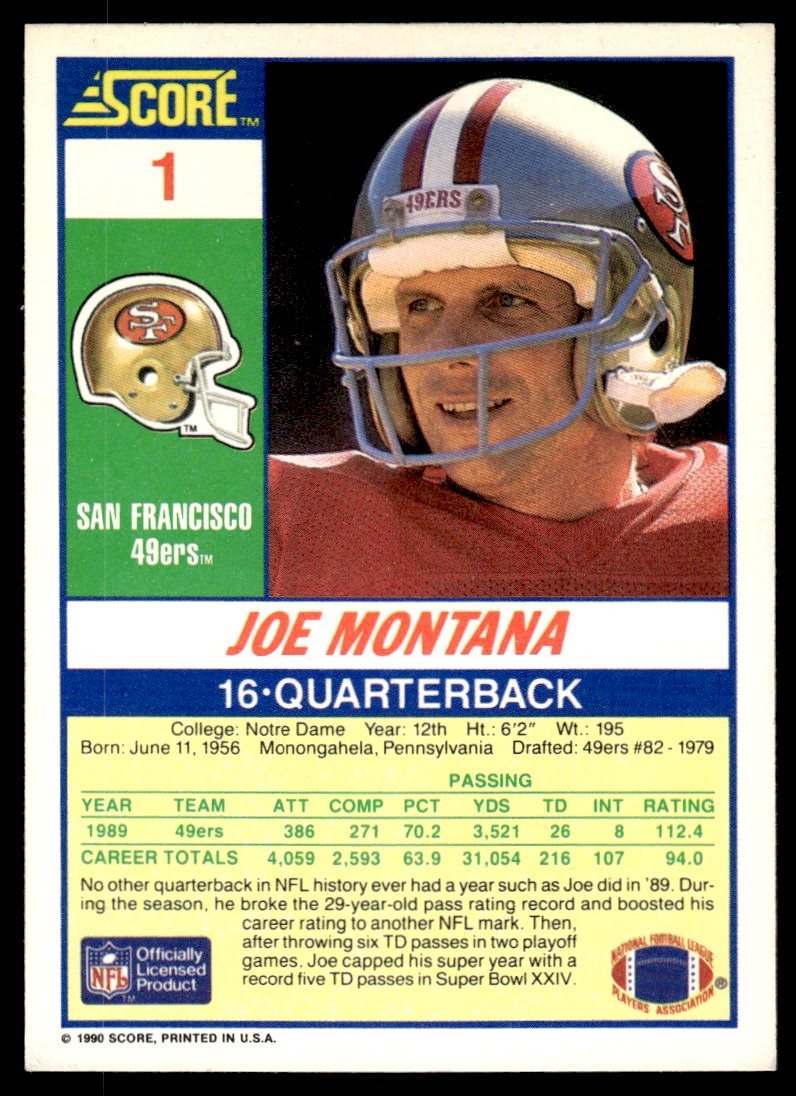 1989 Joe montana store score lot of 2 SGC 8 AND 8.5