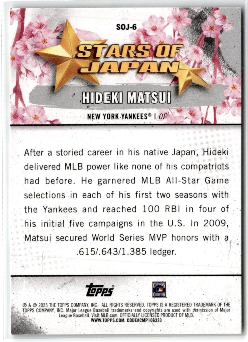 2025 TOPPS SERIES 1 TOKYO SERIES STARS OF JAPAN HIDEKI MATSUI #SOJ