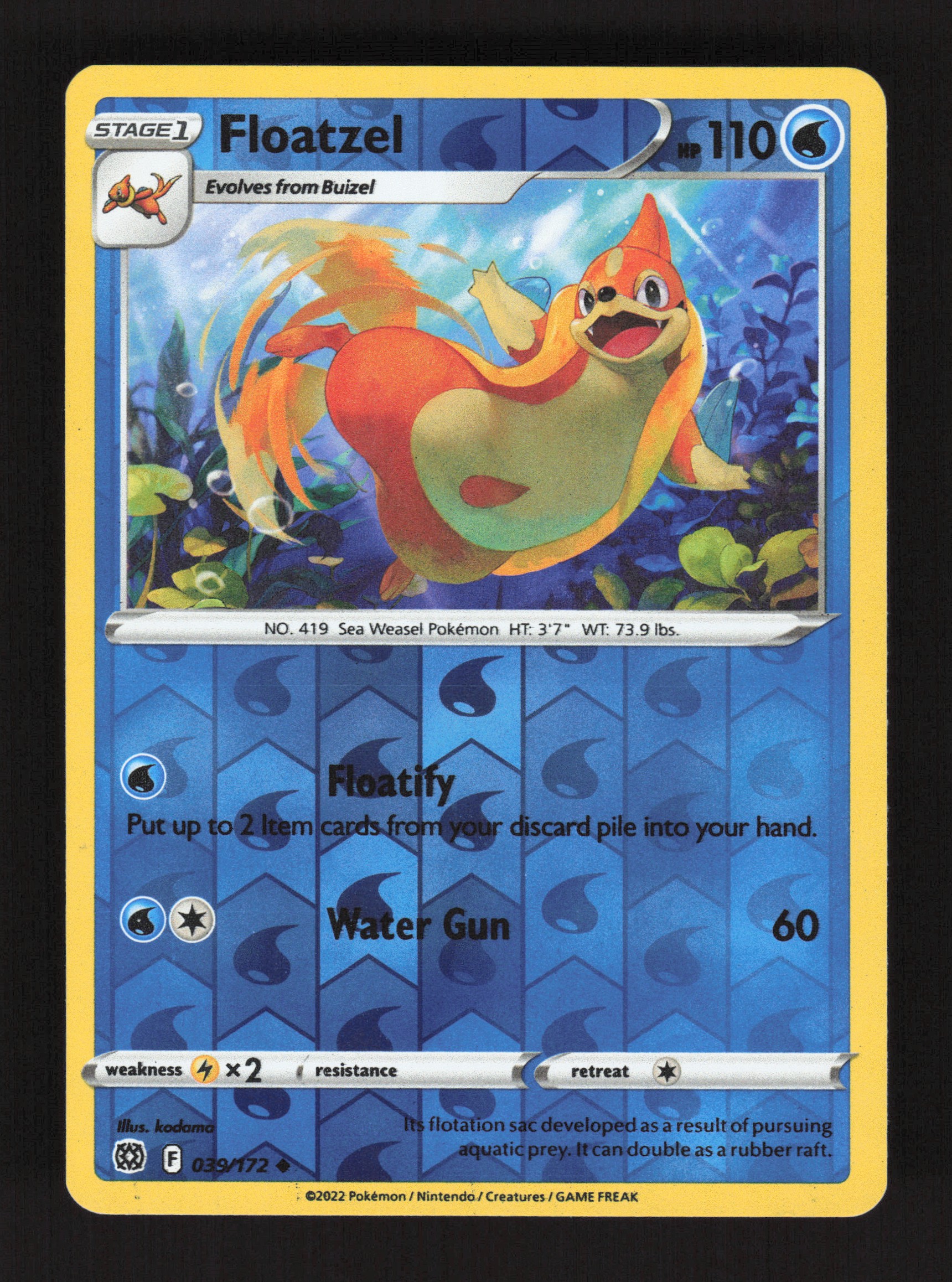 ★ Numbering★ 8109 N25SE38 2022 Pokemon Floatzel 039/172 Reverse Holo Uncommon