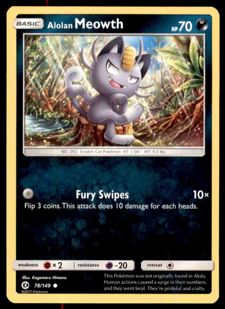 2017 Pokémon Card Sun Amp Moon Alolan Meowth 78 On Kronozio