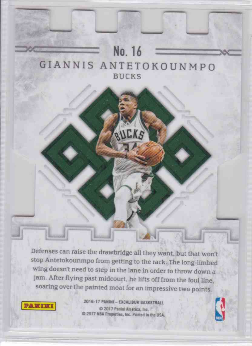 2016-17 Painini Excalibur Storm The Castle Blue Giannis Antetokounmpo #16 card back image