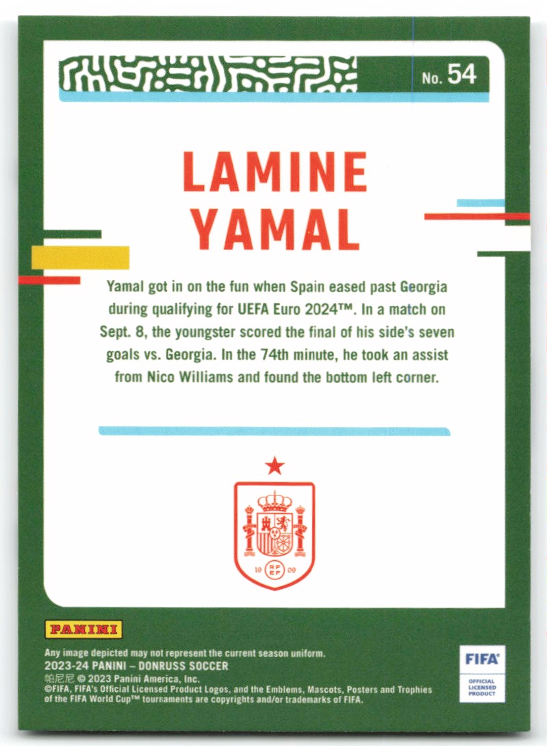 2023 Donruss Lamine Yamal #54 card back image