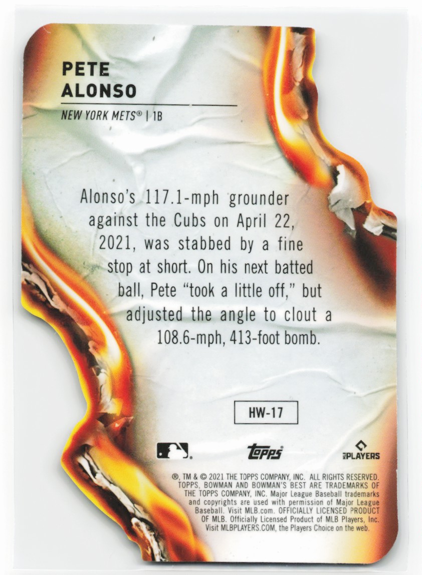 2021 Bowman's Best Heat Wave Diecut Pete Alonso #HW-17 card back image