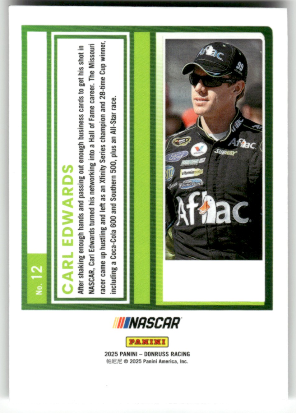 2025 Donruss NASCAR Optic CARL EDWARDS #12 card back image