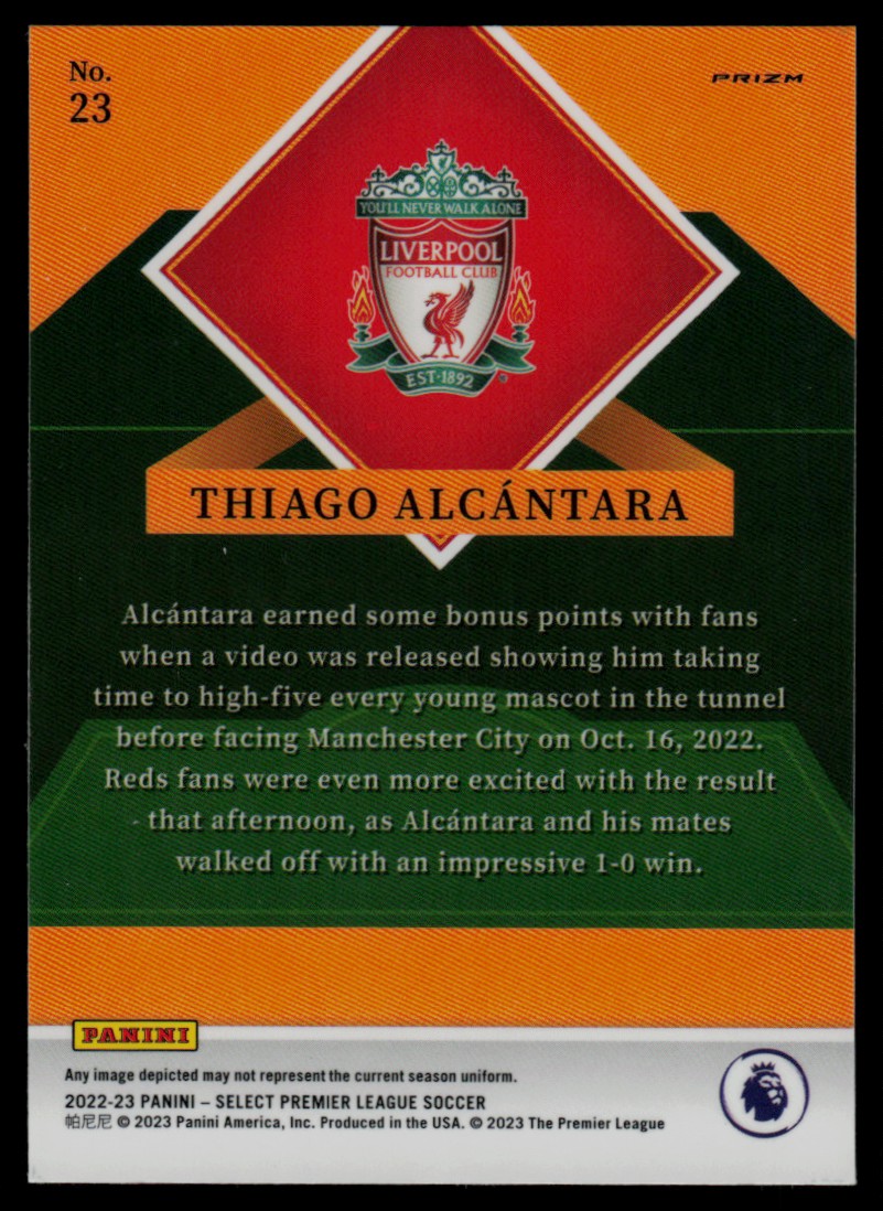 2022 Panini Select Premier League Stars Prizm Thiago Alcantara #23 card back image