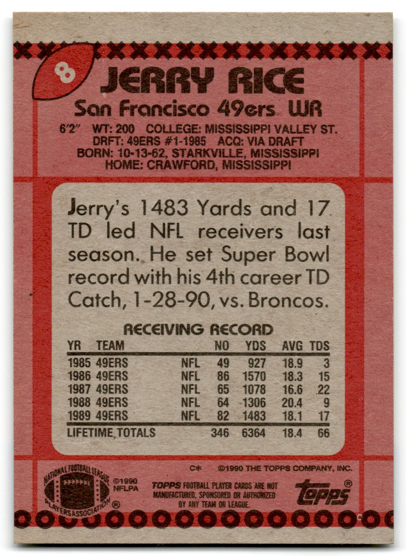 1990 Topps Jerry Rice #8 on Kronozio