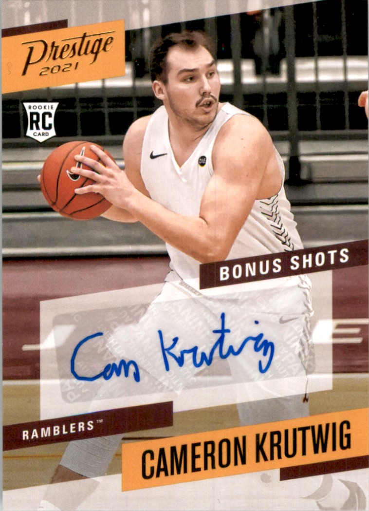 2021-22 Panini Chronicles Draft Picks Prestige Bonus Shots Signatures Bronze Cameron Krutwig #PBCKR card front image