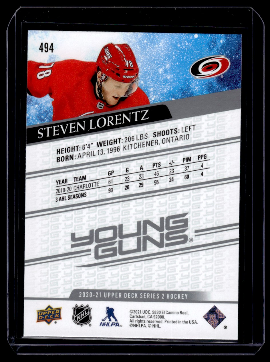 2020-21 Upper Deck Steven Lorentz #494 card back image