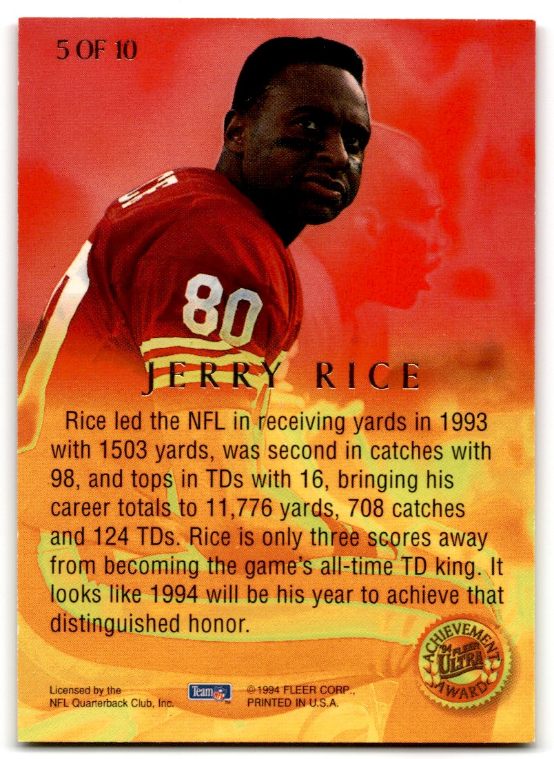1994 Ultra Achievement Awards Jerry Rice #5 on Kronozio