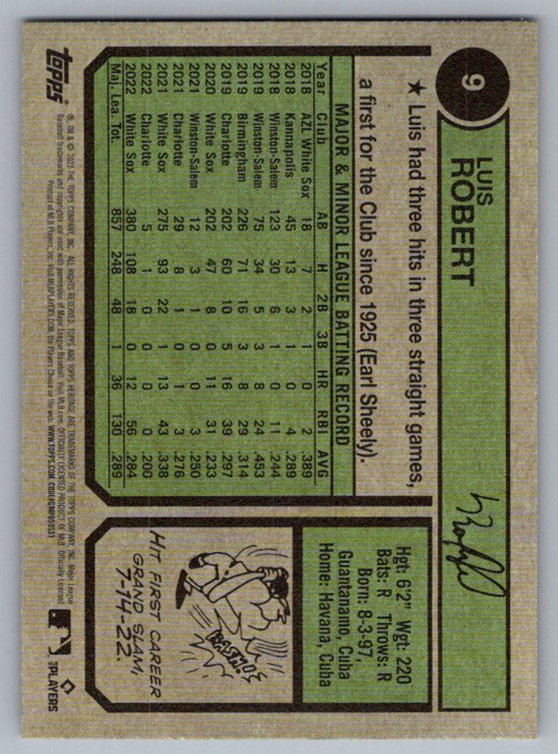 2022 Topps Heritage Luis Robert #6 card back image