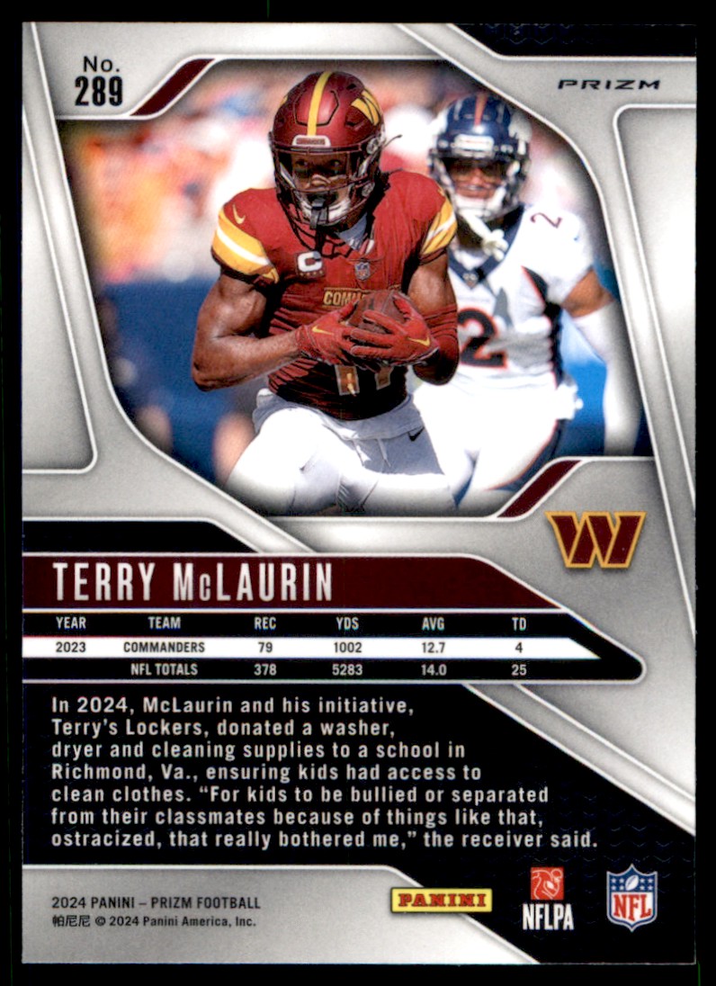 2024 Panini Prizm Terry McLaurin #289 card back image