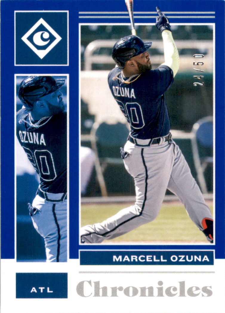 2021 Panini Chronicles Blue Marcell Ozuna #46 card front image