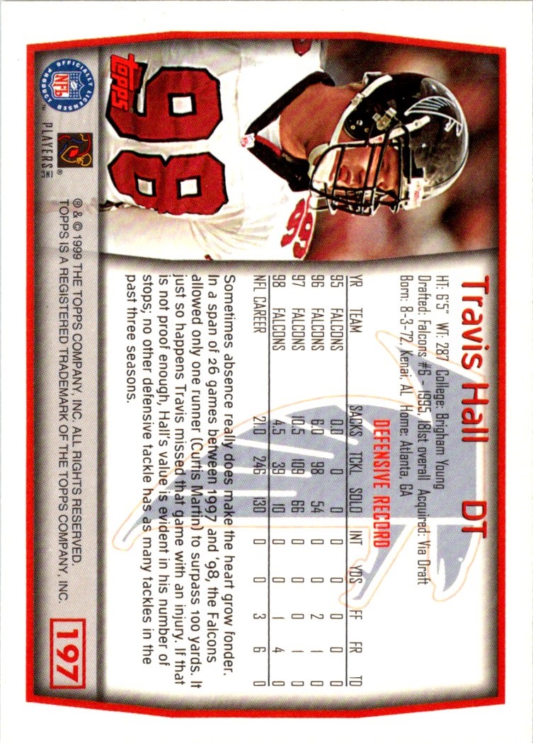 1999 Topps Travis Hall #197 card back image