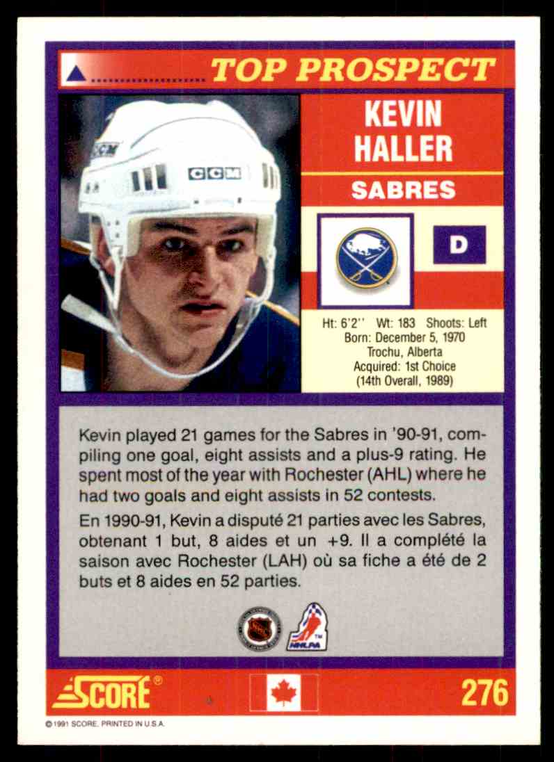 1991-92 Score Canadian Bilingual Kevin Haller #276 on Kronozio