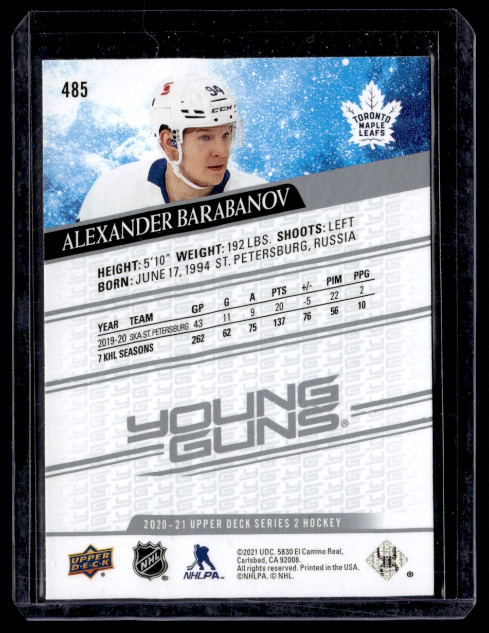 2020-21 Upper Deck Alexander Barabanov #485 card back image