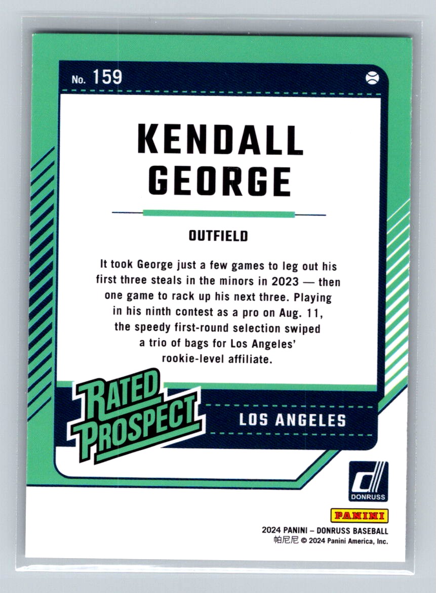 2024 Donruss Kendall George #159 card back image