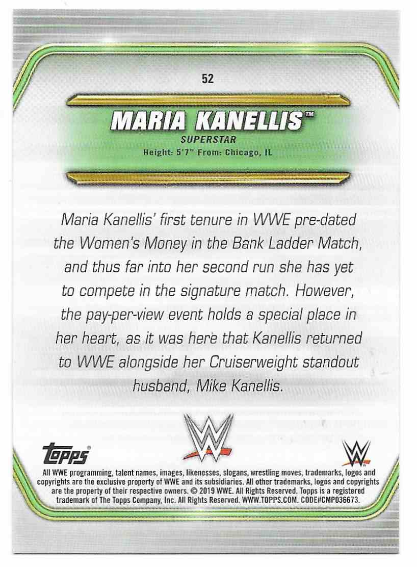 2019 Topps Wwe Money In Then Bank Bronze Maria Kanellis #52 card back image