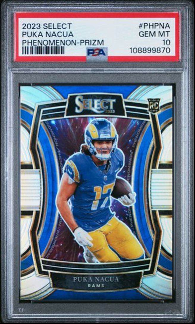 Puka Nacua RC 2023 Panini Select Phenomenon Silver Prizm PSA 10 Los Angeles Rams